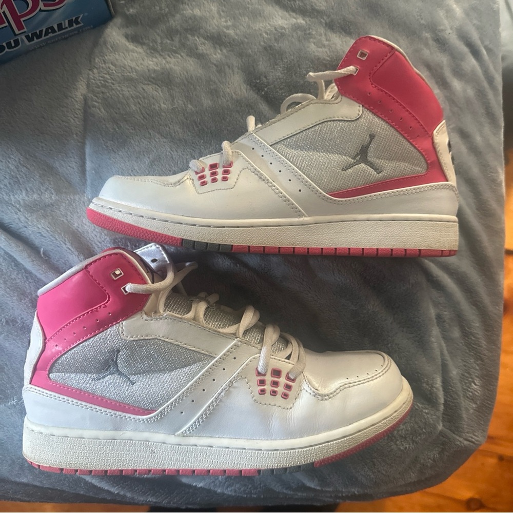 Girl's Jordan Flight 1 Retro Basketball 371389-122 Women’s Size 8 6.5YPink Whit